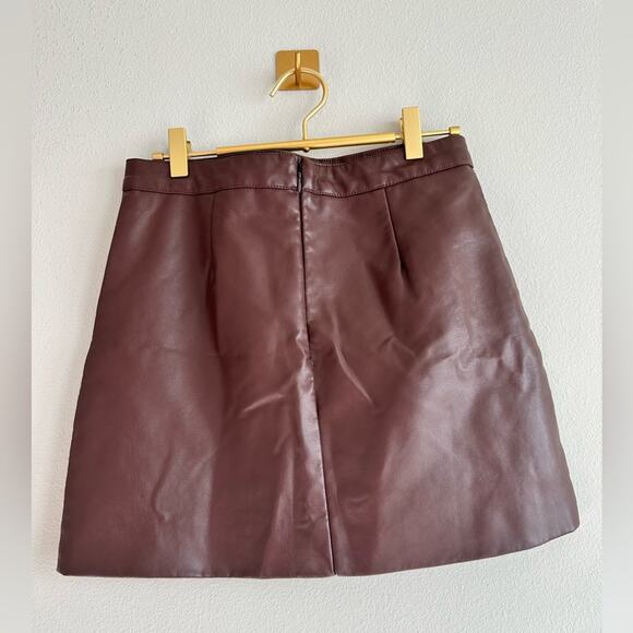 Fashion Nova Faux Leather Chocolate Brown Ride Or Die Mini Skirt | Size Medium - Picture 3 of 5